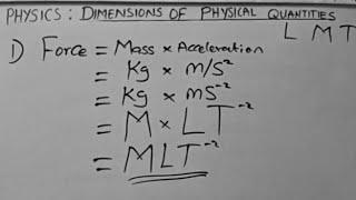 PHYSICS: DIMENSIONS OF PHYSICAL QUANTITIES (SS CLASSES)