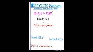 Ectopic pregnancy health talk / Ectopic pregnancy health education / Health talk  ectopic pregnancy
