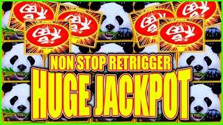 Non Stop Retrigger! OMG She Finally Hit a HUGE JACKPOT on Panda Magic Dragon Link Slot