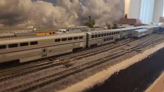 Combined Amtrak California Zephyr Train 6 and Southwest Chief Train 4 in N Scale!