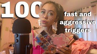 ASMR | 100 Fast and Aggressive Triggers: Salt & Pepper, Pay Attention, Hand Sounds, & More!! (100k!)