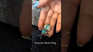 Handcrafted Silver Ring|Turquoise Beetle Ring|925 pure sterling silver|Smith Jewels