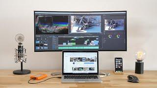 My MINIMALIST Video Editing SETUP With ULTRAWIDE Monitor & MacBook Pro - EARLY 2020