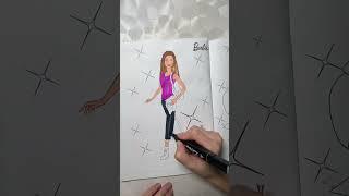 Beautiful Barbie doll go to work please follow me #shorts #coloring #drawing