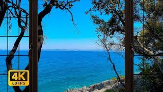 4K Greece sea window view - Relaxing, Calming, Ambience