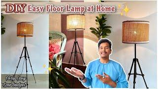 DIY Easy Floor Lamp at Home | Low Budget DIY | how to make Lamp Shade at home #diy  #diylamp