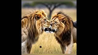 two big lion is fighting with each other #lion #wildlife #lionhead #2025