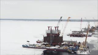 Мост в Самарской обл.11.02.22.Опускной ящик на опоре№5.Tolyatti-Klimovka Bridge.