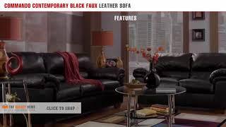 Commando Contemporary Black Faux Leather Sofa by Signature Design by Ashley