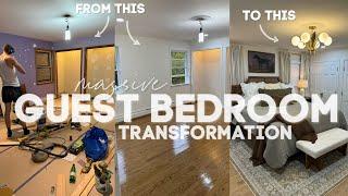 Guest Bedroom Makeover, Painting, Adding Wall Trim, Decorating + ROOM TOUR 