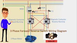 3 Phase Forward Reverse Switch Wiring Diagram | contactor wiring | Motor Wiring