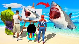 GTA 5 | GTA5 BUT WHATEVER SHARK SHINCHAN, FRANKLIN, SPIDERMAN & HULK THANOS DRAWS COMES TO REAL LIFE