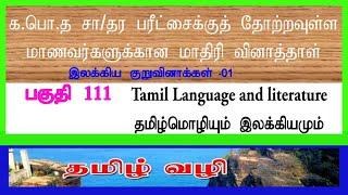 க.பொ.த சா\தரம் 2022(2023) பகுதி 111 இலக்கிய வினாத்தாள் மீட்டல்