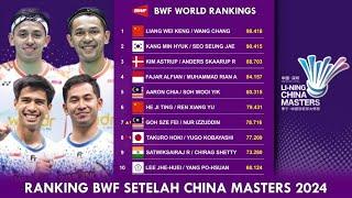 RANKING BWF SETELAH CHINA MASTERS 2024. 𝗚𝗔𝗡𝗗𝗔 𝗣𝗨𝗧𝗥𝗔 𝗦𝗔𝗕𝗔𝗥/𝗥𝗘𝗭𝗔 𝗥𝗔𝗜𝗛 𝗥𝗔𝗡𝗞𝗜𝗡𝗚 𝗧𝗘𝗥𝗧𝗜𝗡𝗚𝗚𝗜 #rankingbwf