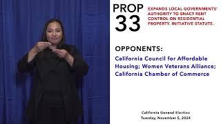 Proposition 33: Quick Reference Guide (ASL) - November 5, 2024, California General Election