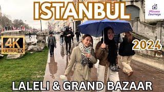 Exploring Istanbul Street Market | Laleli to Grand Bazaar | Rainy Day Walking Tour in UHD 4K 60fps