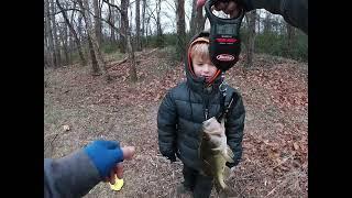 Wet bandits Bass Fishing live bait in deep winter.  North Alabama creek.