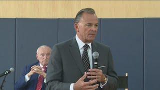 Rick Caruso campaigns alongside law enforcement officials