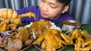 EATING CHICKEN PARTS (CHICKEN GIZZARD & LIVER & CHICKEN FEET & CHICKEN WINGS & CHICKEN TAIL) MANIPUR