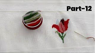 Yeni başlayanlar için etamin havlu işleme / cross stitch towel embroidery for beginners | PART-12 |