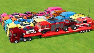 LOAD & TRANSPORT CAR, AMBULANCE, CARS, FIRE TRUCK, POLICE CARS, TRACTOR, BUS, MONSTER TRUCK - F.S.22