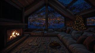 Take a Break From Stress and Relax in a Dark Winter Cabin | Snowstorm and Fireplace Sounds ASMR