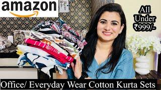 Amazon Cotton Kurta Set Haul, Floral Print Cotton Kurta Pant Set, Ethnic Co-Ord Set, Kalamkari Kurta