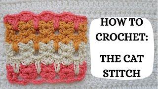 How To Crochet: Cat Stitch | Tutorial, DIY, Beginner Crochet, Easy Crochet, Cats, Cute, Fun,Pretty 