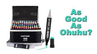 Chotune Brush & Fine Tip Alcohol Marker Review  || Compared with Ohuhu Honolulu, Copic & DecoTime