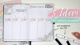 5 Weekly Spread Bullet Journal Beginner Ideen mit Sticky Notes & Aqua Marker von TEDI - BuJo Deutsch