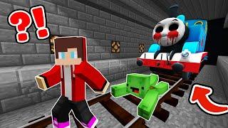 How JJ and Mikey found THOMAS.EXE in minecraft subway! Challenge by Maizen!