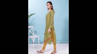 Vbuyz Women's Light Green Color Rayon Straight Kurtia