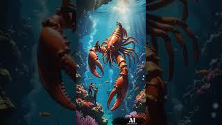 Mini Workers Build a Giant Lobster Underwater – A Magical 3D Animation! #shortvideo #shorts #ai