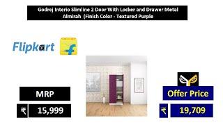 Godrej Interio Slimline 2 Door With Locker and Drawer Metal Almirah  Finish Color   Textured Purple