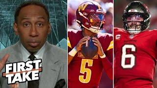 FIRST TAKE | Stephen A. predicts Commanders vs Bucs: Jayden Daniels will outshine Baker Mayfield