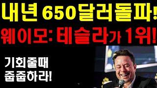 테슬라 내년 650달러 돌파! 웨이모 테슬라가 자율주행 1위! 테슬라 리튬정제공장 본격 가동 시작하나? 테슬라 주가는 미친 상승만 남았다! 팔란티어, 비트코인 대박소식들 계속!