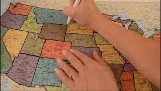 Asmr - Tracing a Map of The United States with State Facts - Softly Spoken