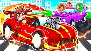 The FLASH CAR SPEEDRUNNER vs HUNTERS In DRIVING EMPIRE...