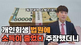 개인회생 법원에 갑자기 소득이 줄었다고 주장했더니?