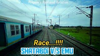 Shatabdi Express  v/s EMU race . Repeated overtakes..!!!