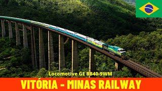 Cab Ride Vitória-Minas Railway Part 1(Pedro Nolasco - Baixo Guandu, Brazil) train driver's view 4K