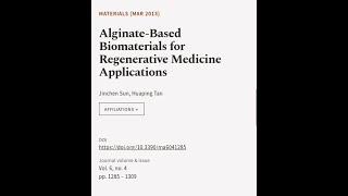 Alginate-Based Biomaterials for Regenerative Medicine Applications | RTCL.TV