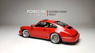 Building Fujimi 1/24 Porsche 911 964 Carrera scale model. Full build step by step customization ASMR