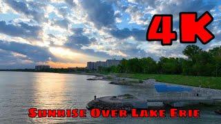 Drone Captures Stunning Sunrise Over Lake Erie At Kenneth J Sims Park In Euclid Ohio