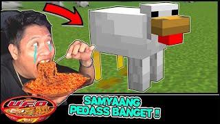 LIFE HACK MINECRAFT AYAM JADI DOMBA CABUUL ! AZUYA TAHAN TAWA MAKAN SAMYANG UFO LVL 100  !