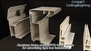 Aluminum frame profiles and FPVC frame profile for fabric display light box installation