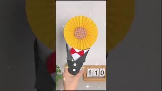 Sunflower Bouquet Craft with Suit Wrapping/Easy/ Fun DIY for Kids #shorts#SunflowerBouquet#EasyCraft
