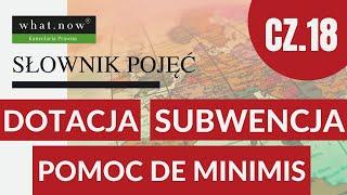 Słownik pojęć | cz. 18 | DOTACJA | SUBWENCJA | POMOC DE MINIMIS