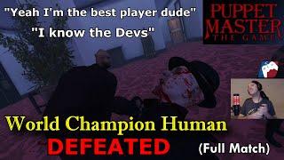 Defeating the World Champion Human in Puppet Master: The Game