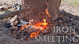 Historical iron smelting from hematite.